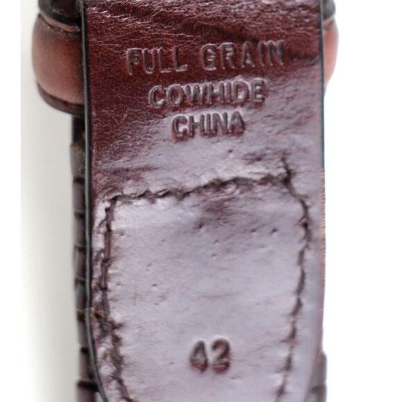 CLASSIC BRAIDED BROWN GENUINE LEATHER 1 1/8"Wd CASUAL DRESS MEN BELT Sz 42 (30D - Picture 6 of 11